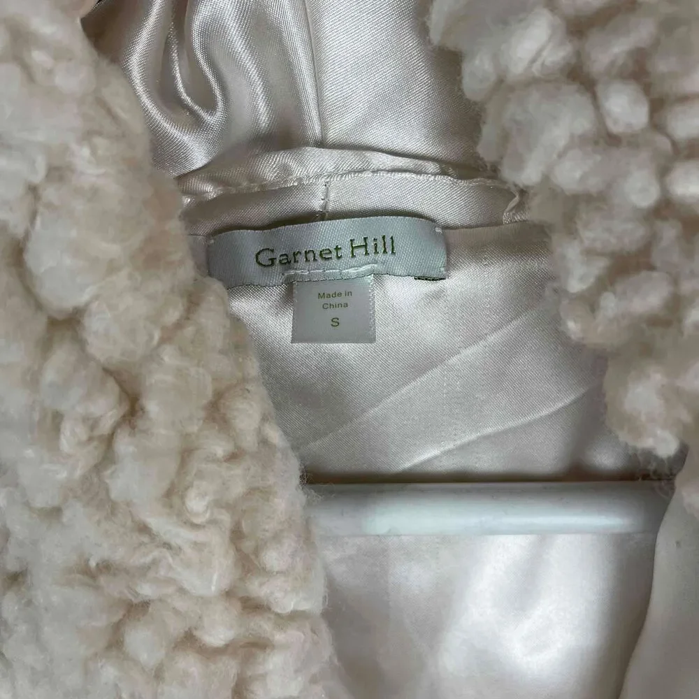 Garnet Hill Womens Beige Sleeveless Open Front Sherpa Teddy Bear Vest Size Small